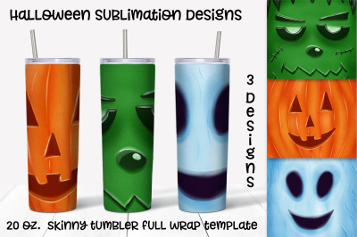 Halloween sublimation design. Skinny tumbler wrap design