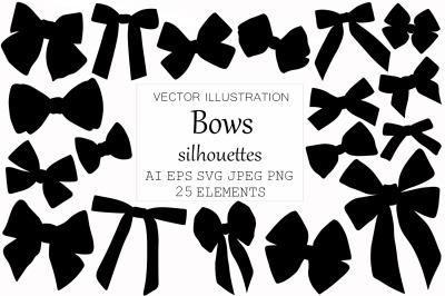 Bows silhouettes. Bows SVG. Ribbons Bows. Bows sublimation