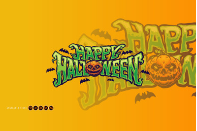 Happy Halloween Pumpkin Head Typography