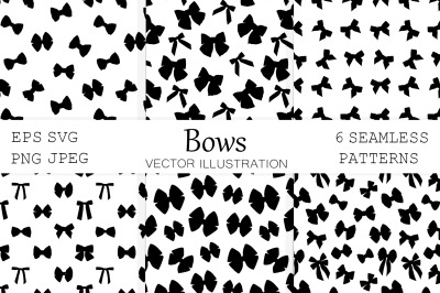 Bows silhouettes pattern. Ribbons Bows silhouettes. Bows SVG