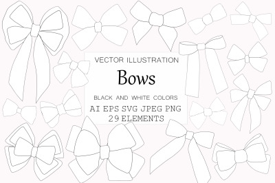 Bows graphics. Bows coloring. Bows SVG. Ribbons Bows graphic