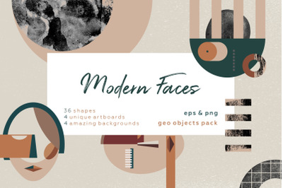 Abstract Modern geometric faces creator kit.