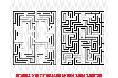 SVG Two Rectangular Mazes, Silhouettes digital clipart