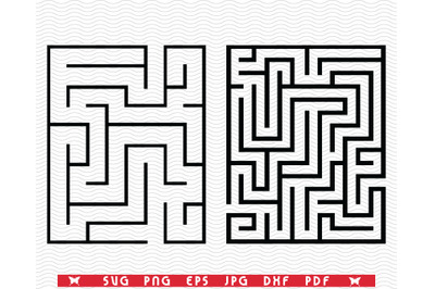 SVG Two Rectangular Mazes, Silhouettes digital clipart