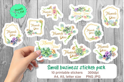 Thank you stickers PNG / Floral Small Business sticker pack