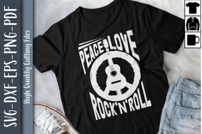 Peace Love Rock And Roll Guitar Hippie