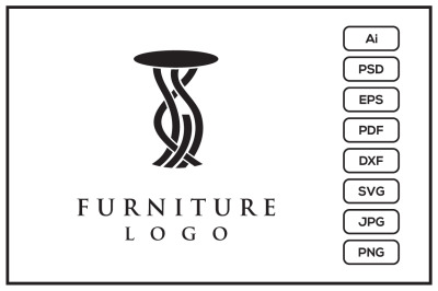 Furniture logo with accent table design illustration