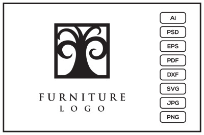 Furniture logo with tree design illustration