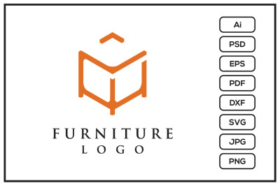 Furniture logo with box table design illustration