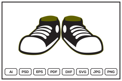 Black casual shoes design illustration