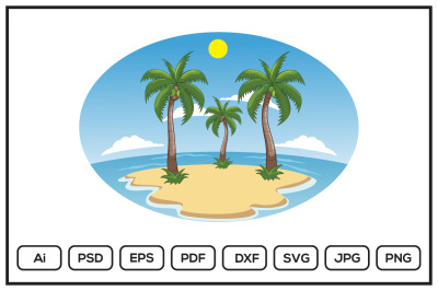 Beach island cartoon illustration design illustration