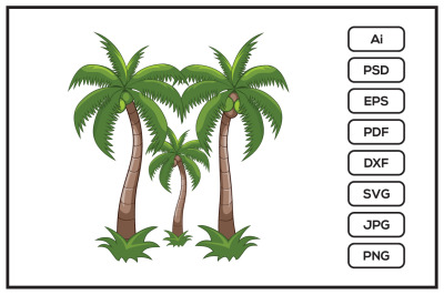 Coconut trees illustration cartoon design illustration