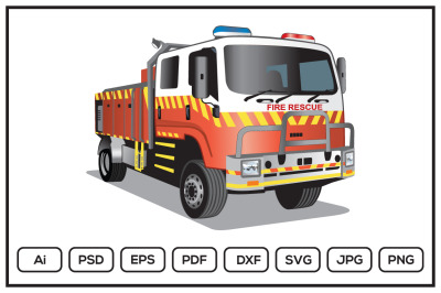 Fire rescue truck cartoon design illustration