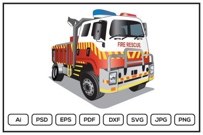 Fire rescue truck cartoon design illustration