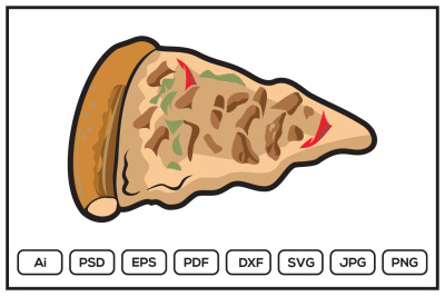 Pepperoni pizza slice design illustration