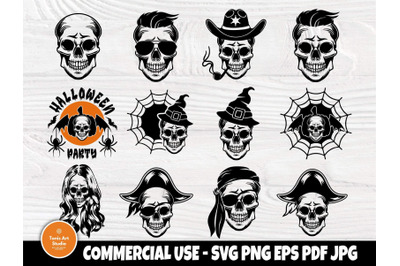 Skull SVG Bundle, Pirate Skull, Halloween Skulls