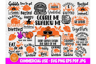 Thanksgiving SVG Cut Files, Thankful &amp; Blessed Svg