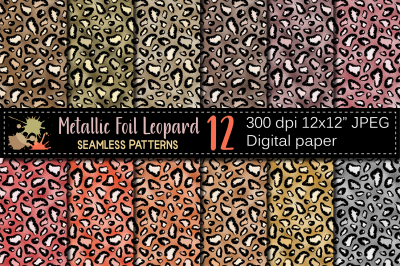 Leopard Metallic Foil Seamless Patterns / Digital Paper