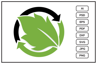 Recycling Eco green leaf logo design illustration