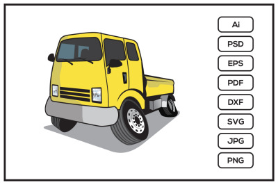 Pickup truck cartoon design illustration