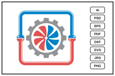 HVAC plumbing Cooling and heating logo design illustration