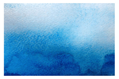 Blue watercolor abstract background. Hand painted grunge texture on wh