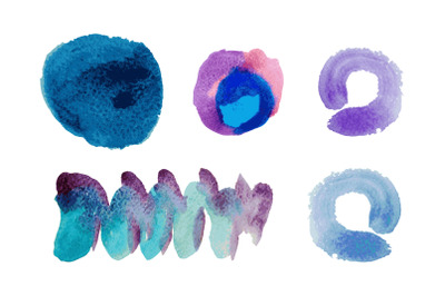 Watercolor  round paint stains for your text and design element, isola