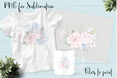 Roses sublimation. Design for printing.