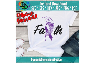 Purple Ribbon, Pancreatic Cancer, Feather, Digital, Cancer svg, Cystic