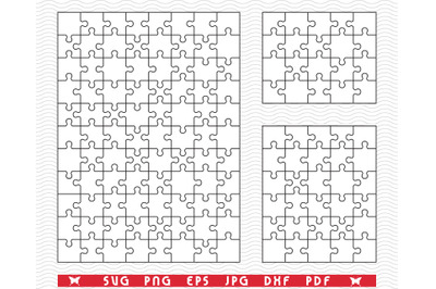 SVG Three White Puzzles&2C; Separate Piece&2C; Digital clipart