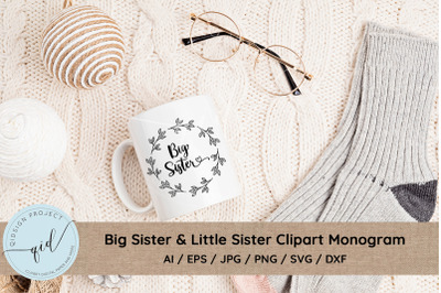 Big Sister &amp; LIttle Sister Clipart SVG