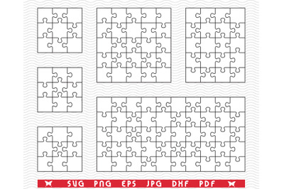 SVG White Puzzles, Jigsaw, Separate Piece, Digital clipart