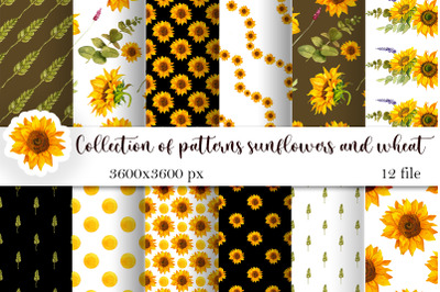 Sunflower Digital Scrapbook Paper&2C; seamless sunflower patter