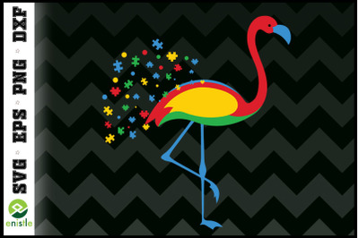 Flamingo Puzzle Pieces Autism Awareness