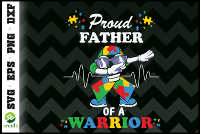 Ribbon dabbing Father Warrior Autism