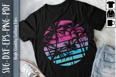 Retro Eighties 80s-90s Beach Palm Trees