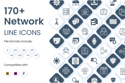 170+ Collection of networking icons.