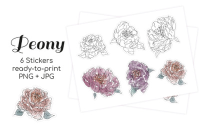 Print and Cut Watercolor Peony Stickers for scrapbooking and planners