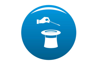 Hat with hand icon blue vector