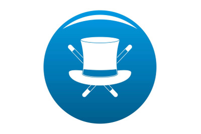 Hat with a stick icon blue vector