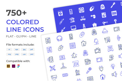 750+ colored line Vector Icons