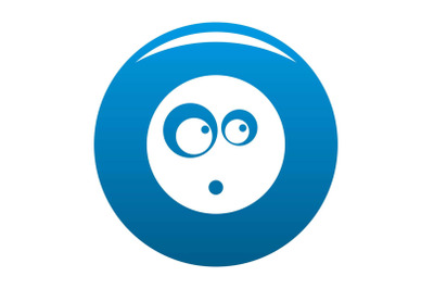 Surprised smile icon blue vector
