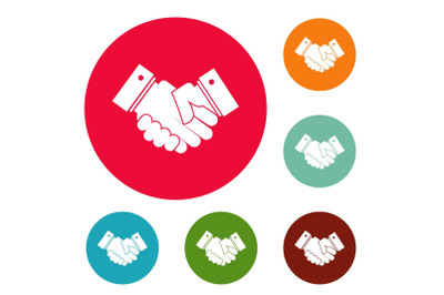 Hand peace icons circle set vector