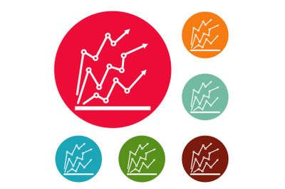 Chart icons circle set vector