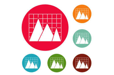 Business chart icons circle set vector