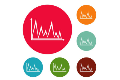 Finance graph icons circle set vector