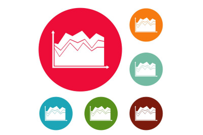 Business graph icons circle set vector