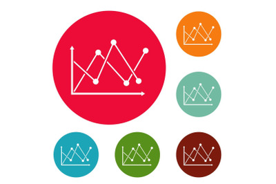 Line diagram icons circle set vector