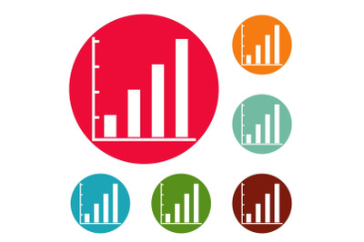 Finance chart icons circle set vector