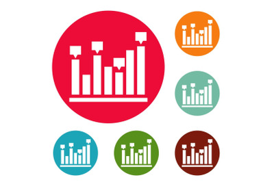 New chart icons circle set vector